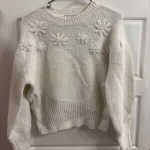 Free Assembly White Knit Sweater Women’s Size Medium